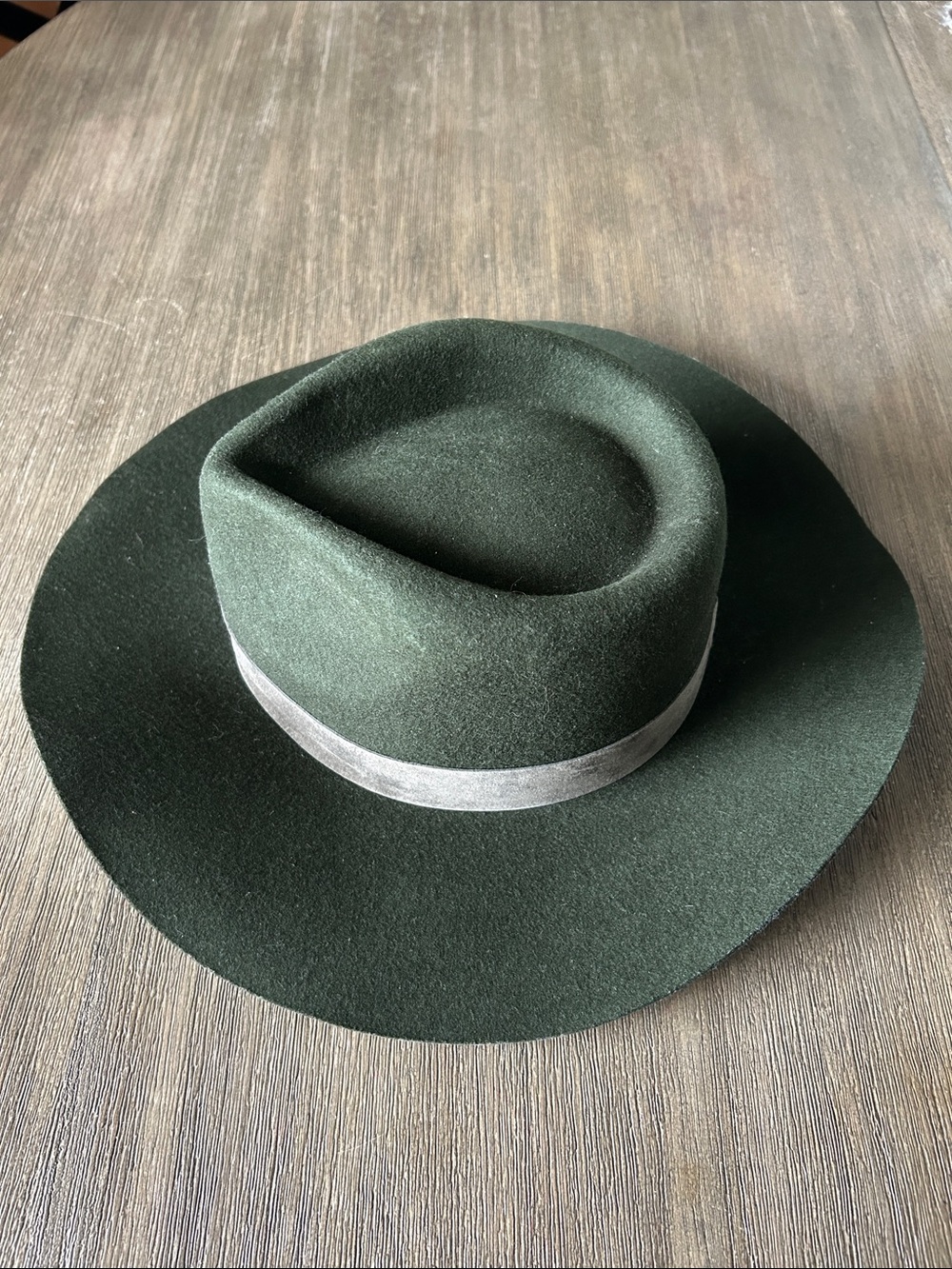 Lack Of Color Olive Green Wool Felt Wide-Brim Hat,Medium 57CM(M), Like New. - Picture 2 of 12